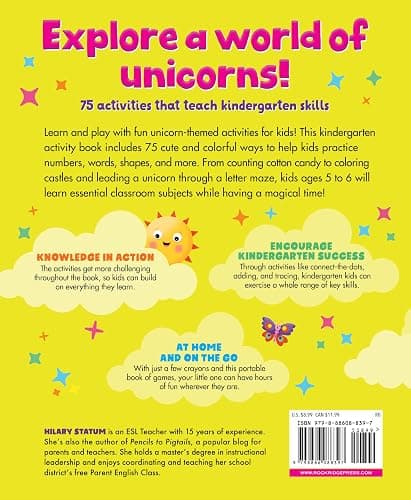 Kindergarten Activity Book Unicorns: 75 Games to Practice Early Reading, Writing, and Math Skills (School Skills Activity Books) thumbnail 2