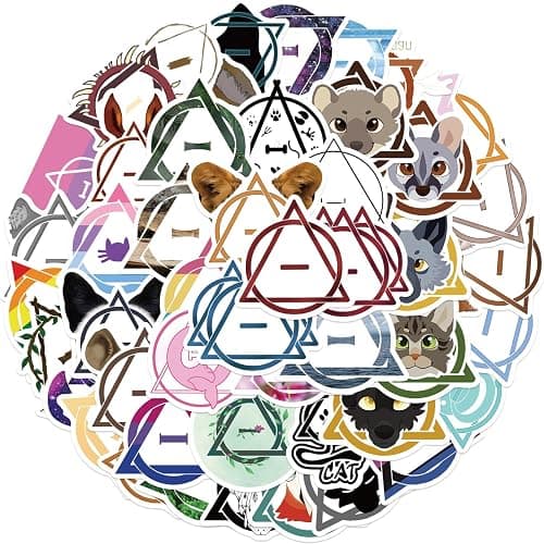 Therian Stickers 50 Pcs Waterproof Cute Cartoon Line Animal Stickers for Laptop Skateboard Water Bottle Phone Car Luggage Computer Hydro Flask Bike,Vinyl Sticker for Teens Kids Adults - Therian thumbnail 2