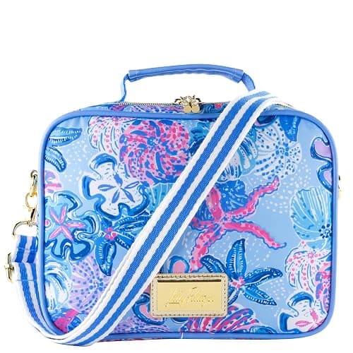 Lilly Pulitzer Insulated Lunch Box for Women, Cute Lunch Cooler Bag with Adjustable/Removable Shoulder Strap, Bahamas Beachcomer - Image 1