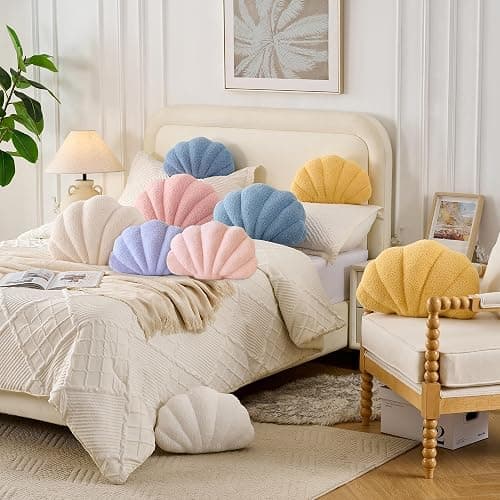 XIAIJIA Seashell Throw Pillows Shell Shaped Pillow Light Pink Sea Shell Pillows for Bed Seashell Decorative Pillow Soft Plush Pillow Sea Couch Decoration(13 X 10 inch) thumbnail 7