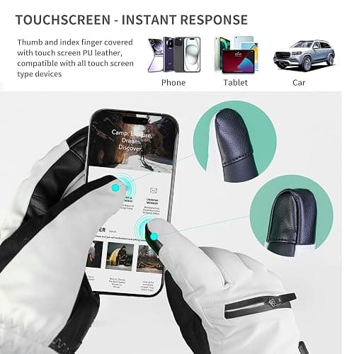Unigear Skihandschuhe Herren Damen, 3M Thinsulate Winterhandschuhe Touchscreen, Thermohandschuhe wasserdicht warm rutschfest für Skifahren Snowboard Eislaufen Wandern Radfahren thumbnail 4