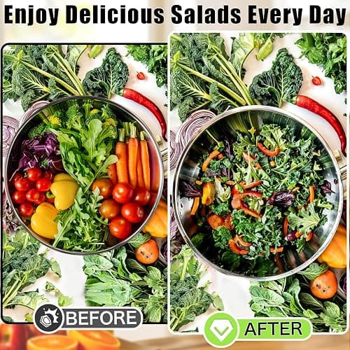ZMCYNG Salad Chopper Bowl - Stainless Steel Salad Chopping Bowl, Salad Chopper Bowl and Cutter with Lid, Chef Grade Salad Chopper Blade and Bowl, Mezzaluna Mincing Knife, Super-fast Salad Prep thumbnail 4