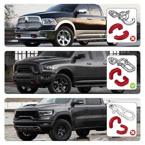 TECHPICCO Tow Hook Covers for RAM 1500 Classic 2009-2026 Warlock & Rebel, U-Shape Tow Hooks Compatible with RAM 1500 Rebel & Warlock Accessories |Red (Not Fit for J-Shape Tow Hooks) thumbnail 3