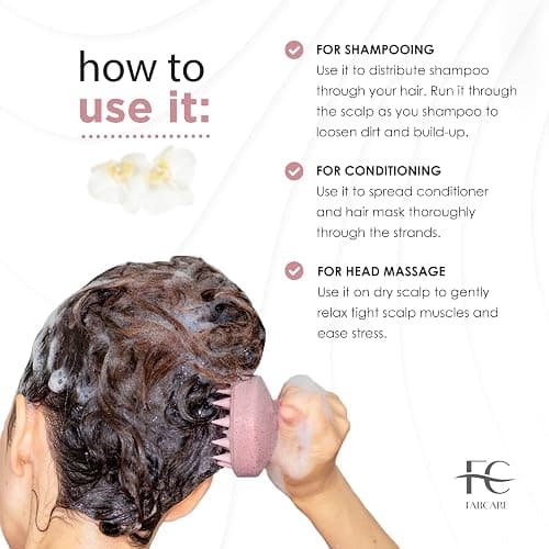 FABCARE Scalp Massager for Hair Growth, Head Massager and Shampoo Brush for Wet or Dry Hair, Scalp Exfoliator and Scrubber for Dandruff Removal, Beard Care, Hair Loss Prevention (Pink) thumbnail 8