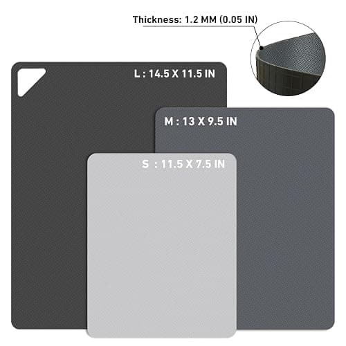 WK Flexible Plastic Cutting Boards Mats for Kitchen, Flexible Non Slip Cutting Mat, Thin Cutting Sheets, BPA Free, Dishwasher Safe, Multi Sizes - 3 - Multi Grey thumbnail 3