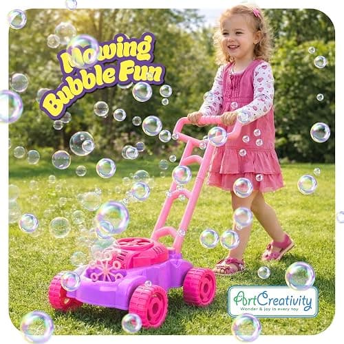 ArtCreativity Bubble Lawn Mower for Toddlers 1-3, Bubble Machine for 1-Year-Old Girl Gifts, Toddler Outdoor Toys for 2-Year-Old Girl Birthday Gift, Push Summer Gardening Toys for Toddlers Age 1 2 3 + thumbnail 2