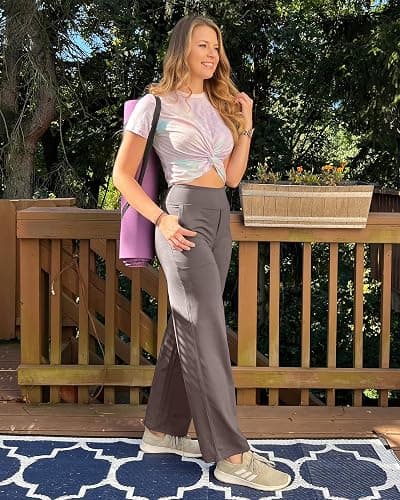G4Free Yoga Pants Women Wide Leg Pants with Pockets High Waist Stretch Dress Casual Sweatpants Petite/Regular/Tall thumbnail 5