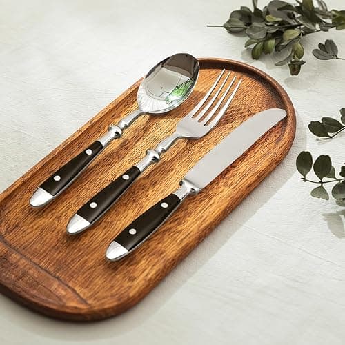 QUEARI Retro 20-Piece Silverware Set, Stainless Steel Cutlery Set, Vintage Flatware Set with Black Bakelite Handle, Dishwasher Safe| Service for 4 thumbnail 4