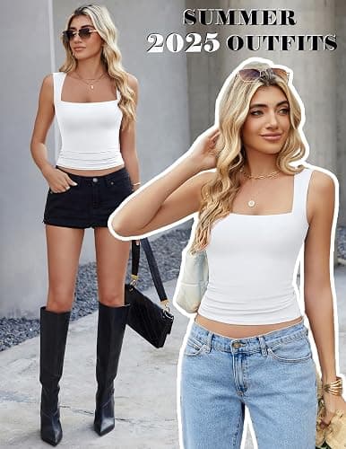 Avidlove Women's Square Neck Tank Top Sleeveless Double Lined Basic Crop Tops Going Out Shirt Slim Fit Summer thumbnail 6