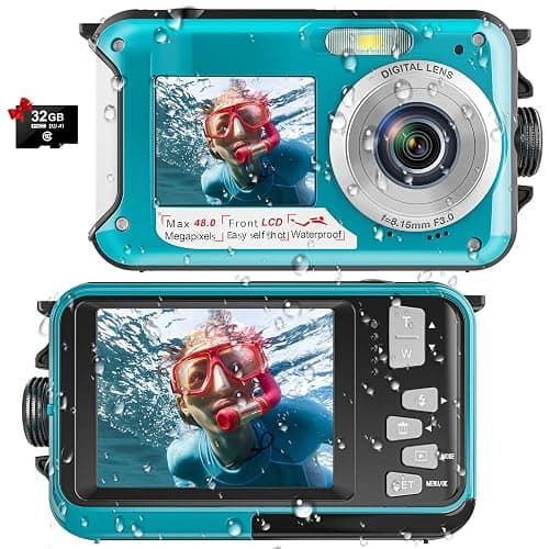 Waterproof Digital Camera Dual Screen 4K 48MP Underwater Camera with 32GB Card Waterproof Camera for Snorkeling (DV806) - Image 1
