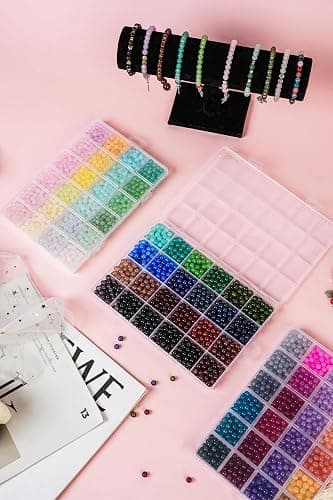 REVKI 72 Colors 6mm Glass Beads for Jewelry Making,3000PCS+ Round Crystal Glass Beads Bracelet Making Kit with Accessories, Bead Starter Kit Crafts Gifts Set Suitable for Teen Adults thumbnail 6