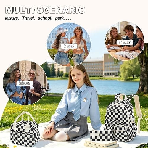Liumaverse Corduroy Backpack Set for Teen Girls, 3PCS Kids Backpack with Lunch Box Pencil Pouch, Lightweight Travel Daypack thumbnail 8