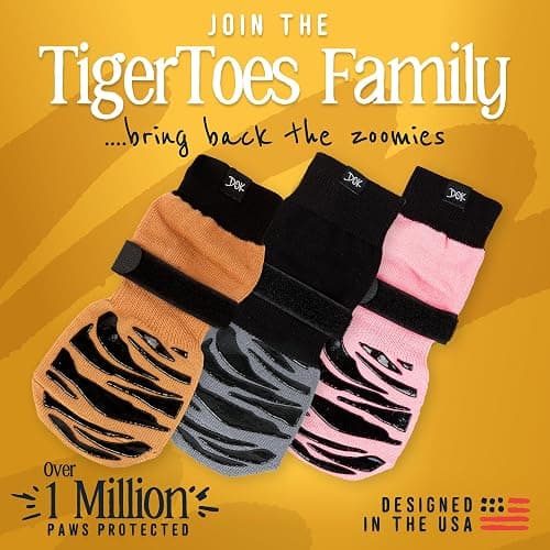 DOK TigerToes Premium Non-Slip Dog Socks for Hardwood Floors - Extra-Thick Grip that Works Even When Twisted - Prevents Licking, Slipping, and Great for Dog Paw Protection (Sassy Pink, Large) thumbnail 9