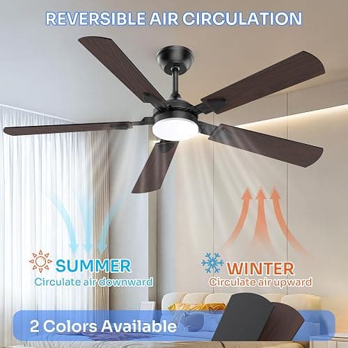 Crazypai Ceiling Fans with Lights, 52 Inch Modern Ceiling Fans with Lights | DC Reversible Motor, Noiseless, 3CCT, Ceiling Fan with Remote Control for Bedroom, Living Room, Apartment Indoor/Outdoor Use thumbnail 3