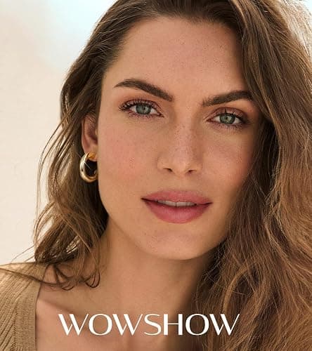wowshow Gold Hoop Earrings, 14K Gold Plated Chunky Small Hoop Earrings for Women Lightweight Jewelry Gifts 14/20/30/35/45MM thumbnail 2