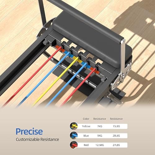 WNPANE Foldable Pilates Reformer for Home Use – Pilates Reformer Machine with Multi-Color Adjustable Resistance Bands, Space-Saving Reformer for Core Strength & Full Body Workout thumbnail 5