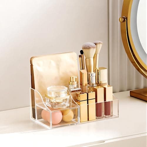 HBlife Acrylic Desk Organizer with Drawer, Pen & Pencil Holder, Multifunctional Desktop Caddy for Office Supply and Organization (Clear) thumbnail 7