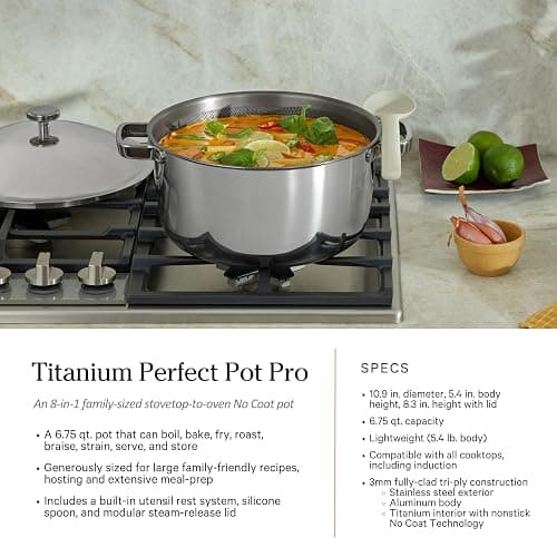 Our Place Titanium Pro Cookware Set (4-Piece) – Always Pan & Perfect Pot | Nonstick No-Coat Technology | Tri-Ply Titanium & Stainless Steel | Safe for Oven, Induction & Cooktops up to 1000°F | Chrome thumbnail 5