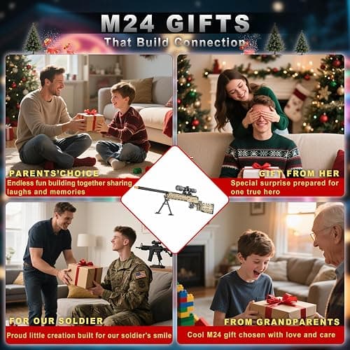 CASEIER M24 Building Blocks Gun-Sets, 1:1 Large Army Toys for Boys Adult Teen, Shootable Sniper Model Guns, Cool Birthday Gifts for Men Kids, Collectible Block Weapon for Military Fan 1380 PCS thumbnail 8