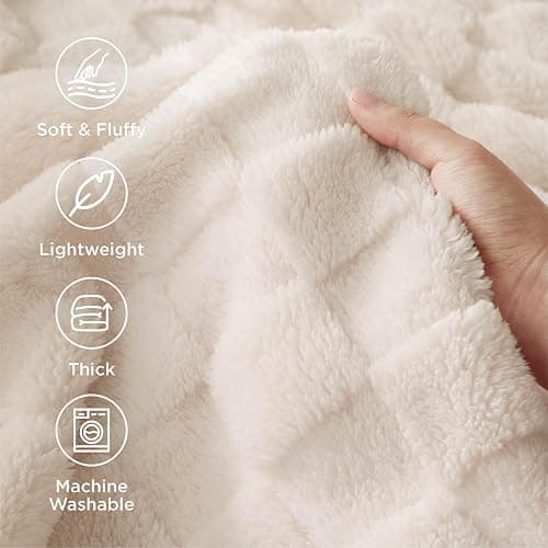 Bedsure GentleSoft Full Size Blankets for Bed - Super Soft Cozy Fleece Blanket for Kids Girls, Large Fuzzy Throws for Bedroom Decor, Cream, 84x90 Inches thumbnail 5