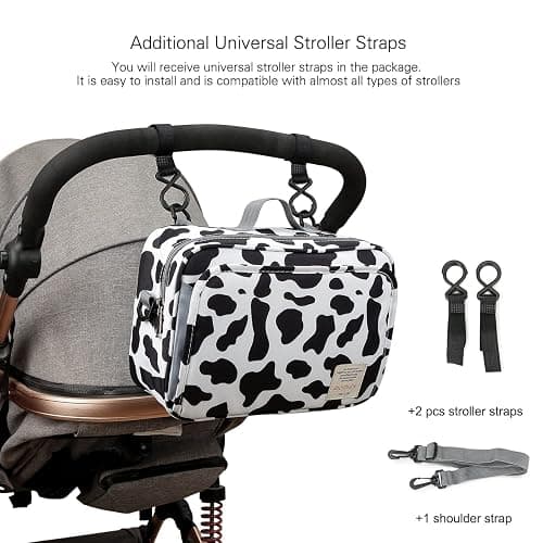 MOMIGO Baby Diaper Caddy Bag - Diaper Caddy Tote Baby Stroller Bag Nursery Storage Bin for Diapers, Wipes & Toys Mini Diaper Bag for Outdoor (Cows) thumbnail 4
