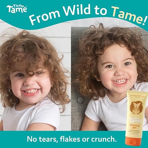 T is for Tame Kids Hair Taming Gel for Soft, Natural Style & Hold | Anti-frizz hair gel (3.38 fl oz), non-sticky, vitamin E, alcohol-free, non-sticky, for all hair types, made in the USA thumbnail 3