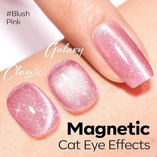 modelones Pink Cat Eye Gel Nail Polish Light Pink 9D | with Magnet Shimmer Glitter Gel Polish Soak Off Reflective Translucent Jelly Gel Nail Polish 15 ML thumbnail 2