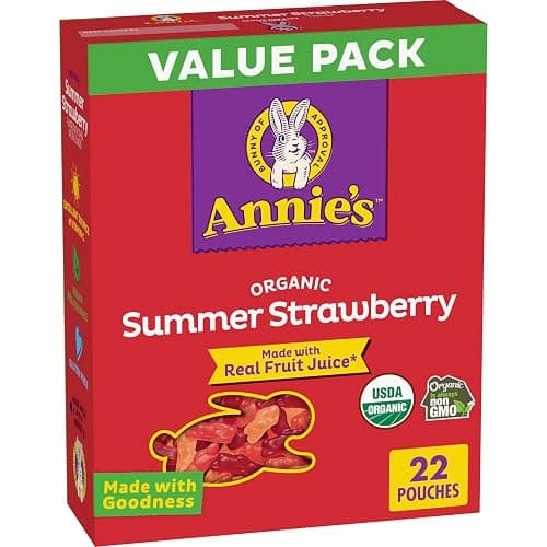 Annie's Organic Bunny Fruit Flavored Snacks, Summer Strawberry, Gluten Free, Value Pack, 22 Pouches, 15.4 oz - Image 1