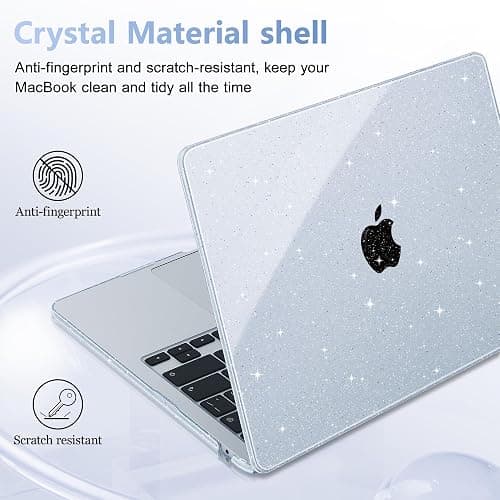 May Chen for M4 MacBook Air 13.6 inch Case 2025 2024 2023 2022 Release A3240 M3 A3113 M2 A2681, Plastic Hard Shell Case for MacBook Air 13.6" with Retina Display Fits Touch ID, Blue Glitter thumbnail 9