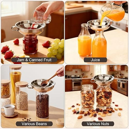 Cuqojs Wide Mouth Canning Funnel for Mason Jars - 3 Pack Stainless Steel Funnels for Kitchen Use & Filling Bottles, Jars, Containers | Durable Canning Supplies & Kitchen Gadgets Set thumbnail 2