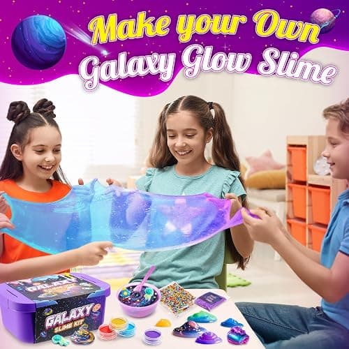 iKidiki Slime Making Kit, Toys for 6 7 8 9 10 11 12 Year Old Girls Boys Gifts Birthday Galaxy Slime Kits for Girls 6-12 Year Old Girl Boy Gifts Fluffy Slime Kids Birthday Presents Craft Kits for Kids thumbnail 5