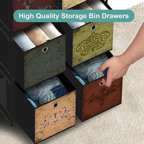 VASICAR Small Fabric Dresser with 6 Drawers, DIY Cube Organizer for Closet, Storage Drawer Unit Chest of Drawers for Bedroom, Living Room, Hallway, Dorm, Pattern thumbnail 4