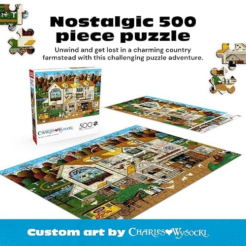 Buffalo Games – Charles Wysocki The Farm 500 Piece Jigsaw Puzzle for Adults -Challenging Puzzle Perfect for Game Nights - Finished Size is 21.25 x 15.00 – Precision-Cut Pieces, Beautiful Artwork thumbnail 3