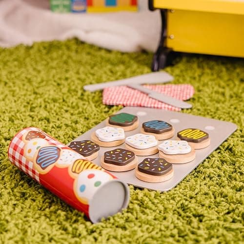 Melissa & Doug Slice and Bake Cookies Wooden Play Food Set With Toppings Pretend Cookies And Baking Sheet, Wooden Play Food Set, Toy Baking For Kids Ages 3+ thumbnail 9
