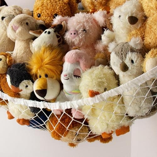 Stuffed Animal Storage Hammock Net Corner - Large Toy Hammock Net for Stuffed Animals Room Decor - Cute Stuff Animal Organizer Holder for Plush Plushie - Kids Baby Nursery Wall Bedroom Home Decor thumbnail 6