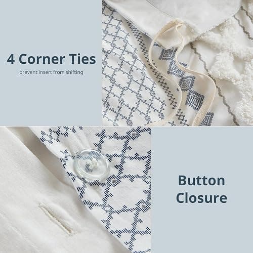 INK+IVY 100% Cotton Duvet Mid Century Modern Design, All Season Comforter Cover Bedding Set, Matching Shams, Full/Queen, Imani Chenille Navy thumbnail 4