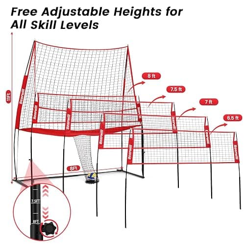 Bearwill Volleyball Training Net Equipment 11x8FT Volleyball Practice Net | Freely Adjustable volleyball Net for Hitting Serving Passing Practice, Easy Setup & Portable for backyard Indoor Outdoor use thumbnail 2
