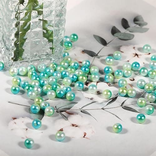 600Pcs Pearl Beads 8mm Gradient Color Fake Mermaid Pearl Beads Jewelry Making for DIY Crafts Necklace Bracelet Mobile Phone Hanging Rope Wedding Decoration Vase Filling (Green Yellow 8mm) thumbnail 7