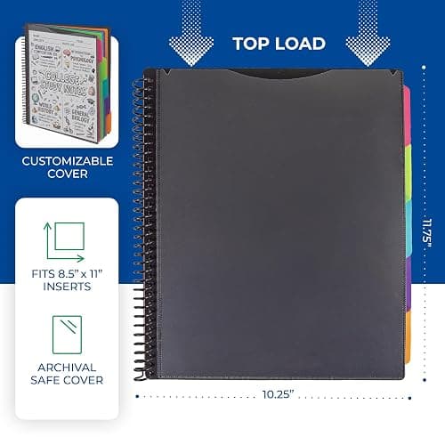 Samsill Spiral Folder Organizer - 5 Dividers & 10 Pockets with Zipper Pouch, Multi Pocket Color Cordinated Folder Binder with Customizable Tabs, Document Organizer (Fashion) thumbnail 3