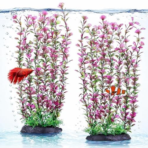 HERCOCCI Aquarium Silk Plants, Large 16 Inches Artificial Silk Fish Tank Plants for Betta Goldfish Tall Fish Tank Decorations - Image 1