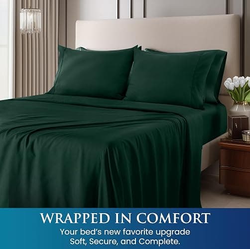 Utopia Bedding Queen Sheet Set - Brushed Microfiber - Soft Bed Sheets for Queen Size Bed Set - Includes 1 Fitted, 1 Flat, & 2 Pillow Cases - Deep Pocket (Emerald) - 07 - Emerald - Queen thumbnail 4