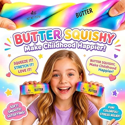 2-Pack Butter Squishy Stress Toy,2026 New Soft Novelty Toy,Realistic Butter Stick Fidget, Slow Rising Soft Squeeze Toy for Adults Stress Relief & Anxiety Relief (2PCS Butter Dazzling Colors) thumbnail 6