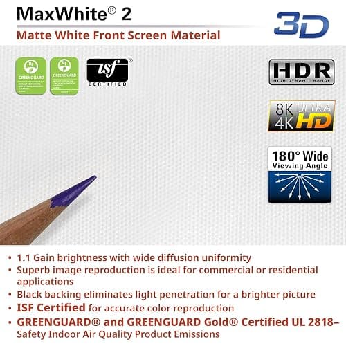 Elite Screens Manual B, 100-INCH Manual Pull Down Projector Screen Diagonal 16:9 Diag 4K 8K 3D Ultra HDR HD Ready Home Theater Movie Office Presentation, M100H - 100 INCH thumbnail 5