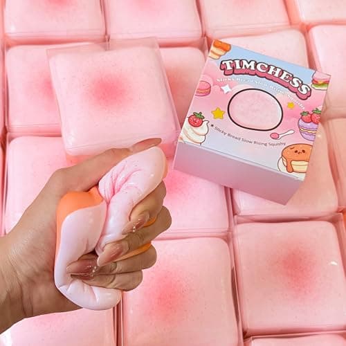 Toast Bread Slow Rising Squishy, Soft Foam Squishy Stress Relief Squeeze Toy, Premium Realistic Food Squishies, Cute Bakery-Style Squeeze Toy for Relax & Gift (Pink) thumbnail 2