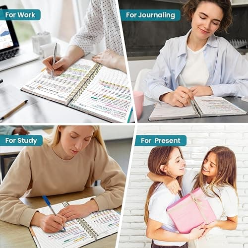 Taja Large Spiral Notebooks for Work 5 Subject with Removable Dividers | 8.5" x 11" Pretty Hardcover Notebook Journal for Women, College Ruled, Perfect for Study & Office , 280 Pages, Secret Sea thumbnail 7