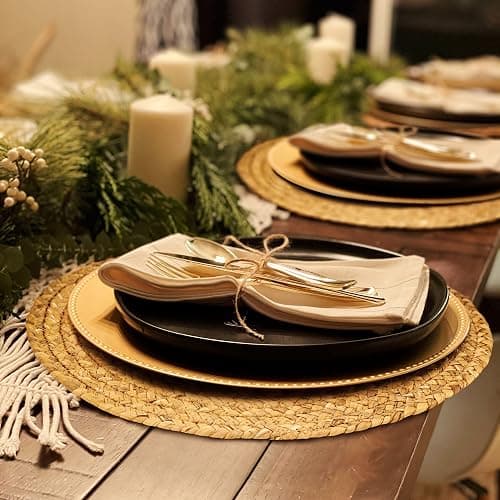 13.5” Woven Placemats, Round Rattan Placemats Set of 6, Natural Wicker Chargers for Dinner Plates, Heat Resistant, Easy to Clean, and Non-Slip – Elegant and Practical Addition to Your Dining Table thumbnail 7