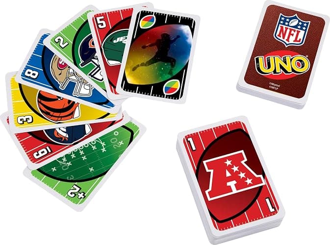 Mattel Games UNO NFL Card Game in Storage Tin Box for Kids, Adults, Parties & Travel with NFL Team Logos & Special Rule (Amazon Exclusive) thumbnail 3
