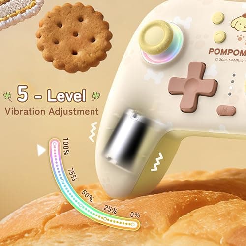 Kuitmor Yellow Switch Controller,Yellow Dog Hall Effect Controllers Wireless for Switch 2/1/OLED/Lite,PC,Android,iOS, Bluetooth + Wired + 2.4G Receiver,1000mAh Battery,6-Axis Gyro,Dual Vibration,RGB Breathing Light thumbnail 3