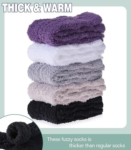 DOSKONI Fuzzy Socks for Women Fluffy Slipper Socks Cozy Winter Warm Soft Microfiber Plush Home Sleeping Gift Socks thumbnail 4