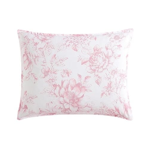 Laura Ashley- Queen Comforter Set, Reversible Cotton Bedding with Matching Sham(s), Farmhouse Home Decor, Dorm Room Essentials (Delphine Mauve Pink, Queen) thumbnail 6